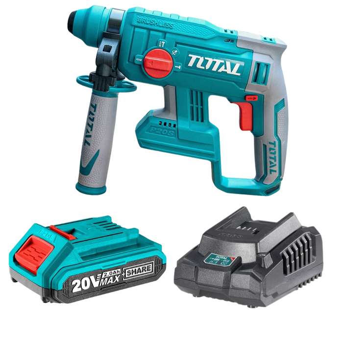 Total Tools - Lithium Brushless Rotary Hammer (20V) + Battery &amp; Charger