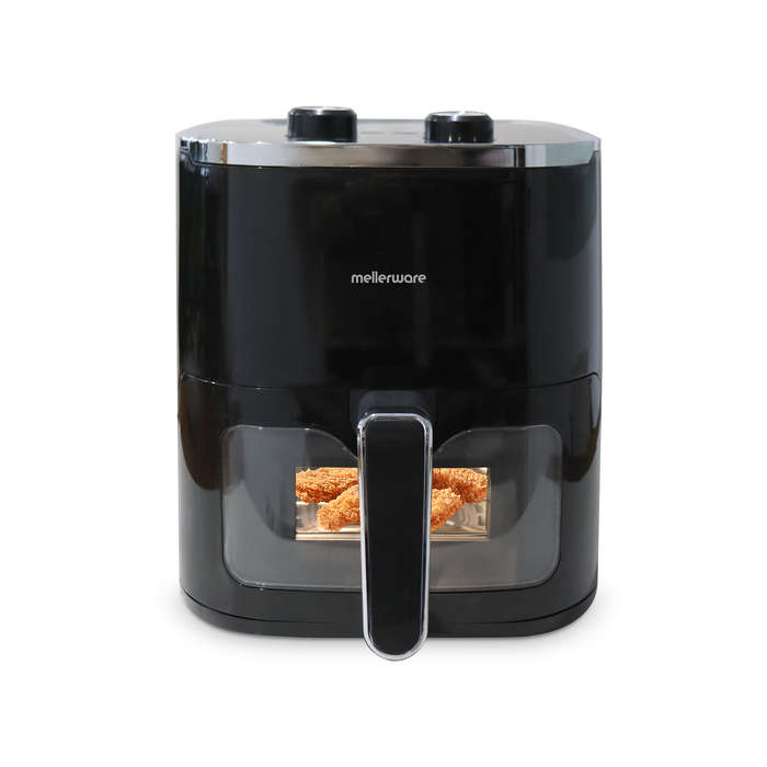 Mellerware Air Fryer With Viewing Window Manual Operation Non-Stick Black