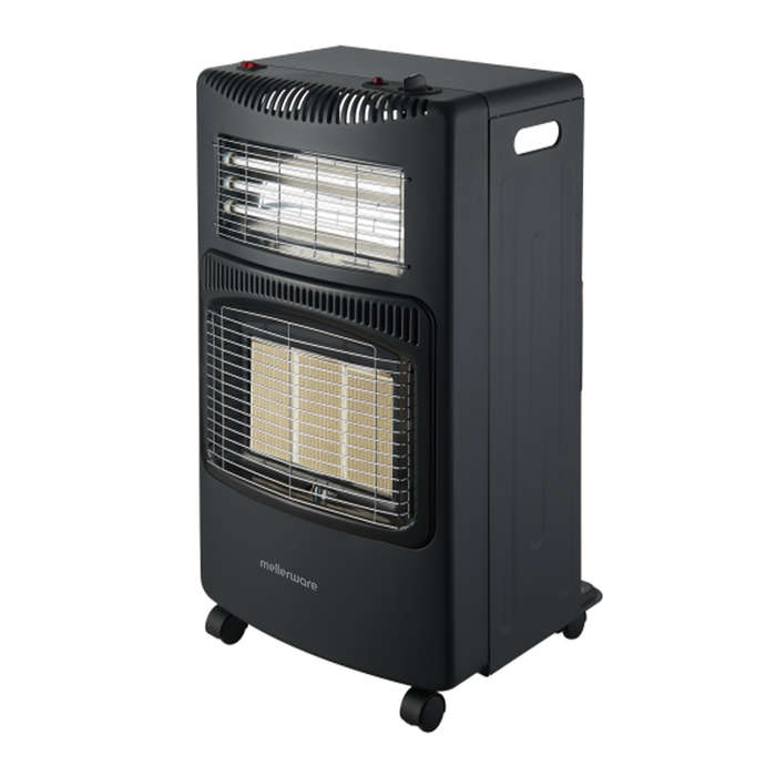 Mellerware Heater Gas &amp; Electric Adjustable Temperature Steel Black 3Bar