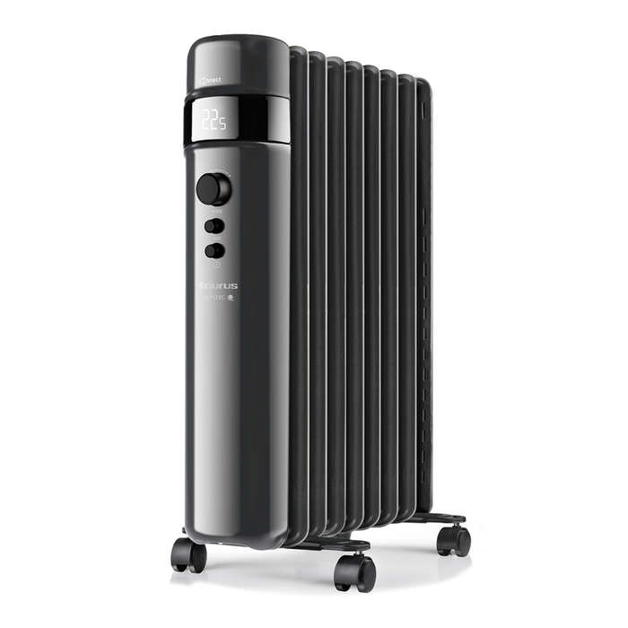 Taurus Heater 9 Fin Oil Filled Steel Black Wifi Enabled 3Heat Settings