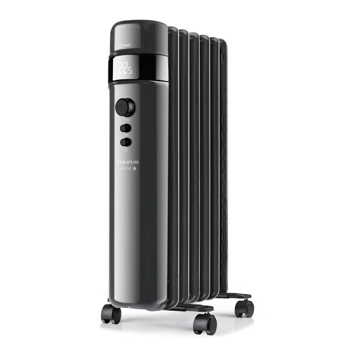 Taurus Heater 7 Fin Oil Filled Steel Black Wifi Enabled 3Heat Settings