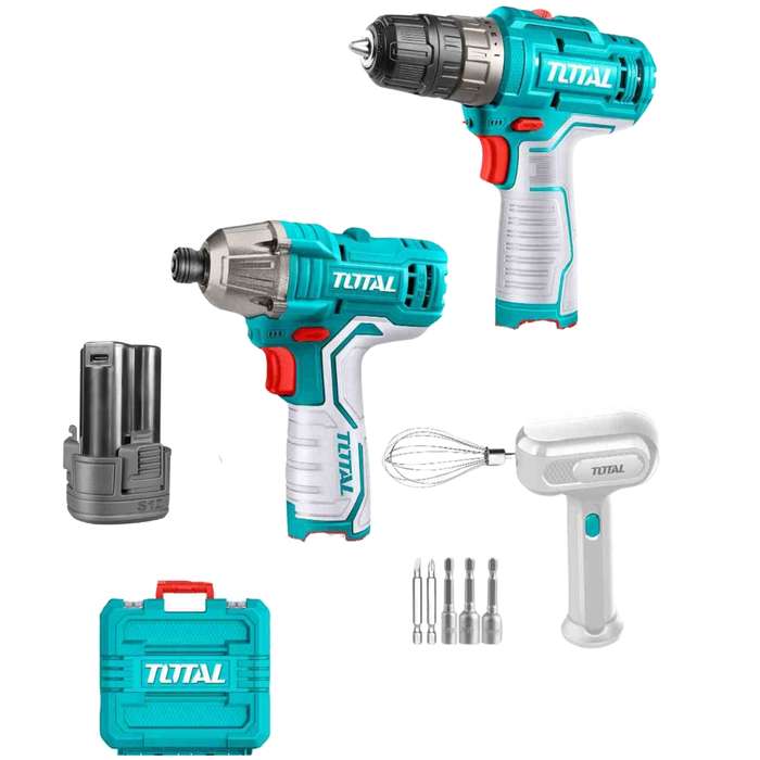TOTAL - 12v Combo 3PC Drill, Impact Driver, Mixer