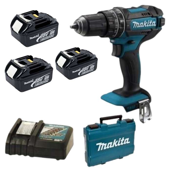 Makita - 18v Driver Drill (DHP482ZJ) with Charger 3x 3.0AH Battery Combo