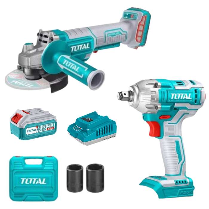Total Tools - Li-Ion Angle Grinder 20V with Impact Wrench - Machine Only