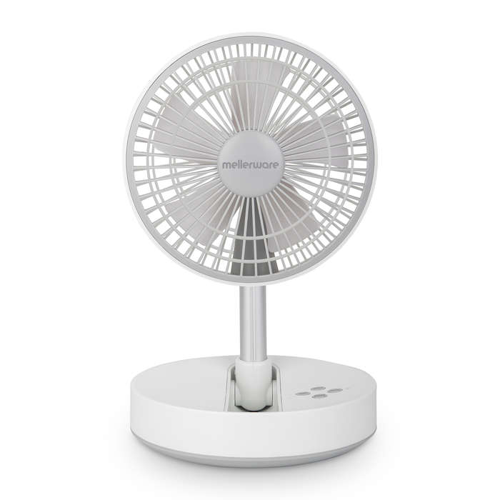 Mellerware Fan Rechargeable Plastic White 8in 7W "Flexi Air"