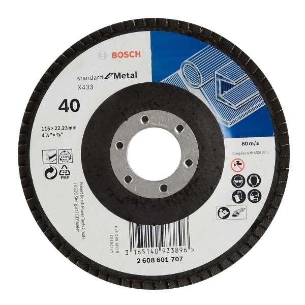 Bosch - Flap disc Standard for Metal 115 mm 22,23 mm 40 straight - 10 Pack