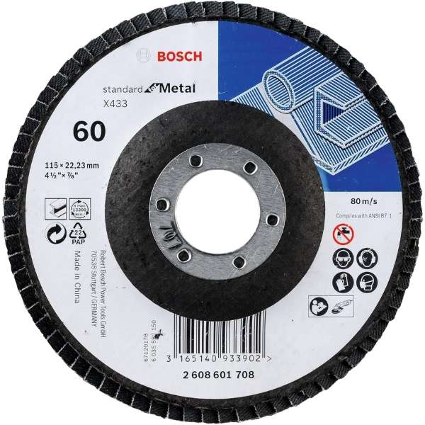 Bosch - Flap disc Standard for Metal 115 mm 22,23 mm 60 straight - 10 Pack