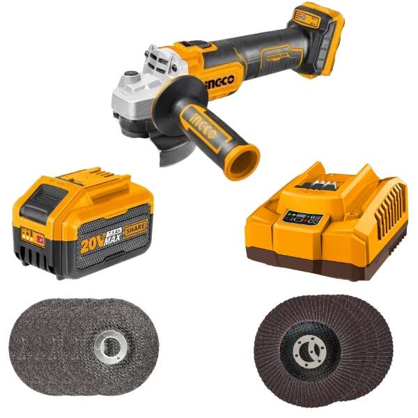 Ingco - Cordless Angle Grinder with 7.5 Ah Combo and Cutting Discs - Kit