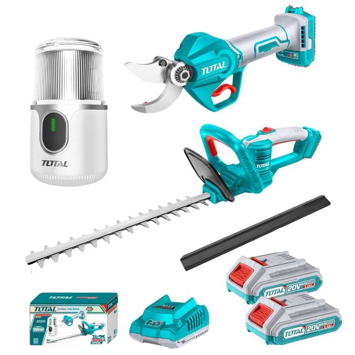 Total - Cordless Hedge Trimmer with Gauge Straight Shear &amp; Coffee Grinder