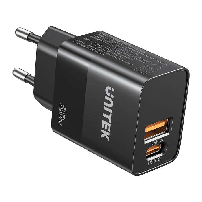 Unitek 20w 2port Wall Charger BLK