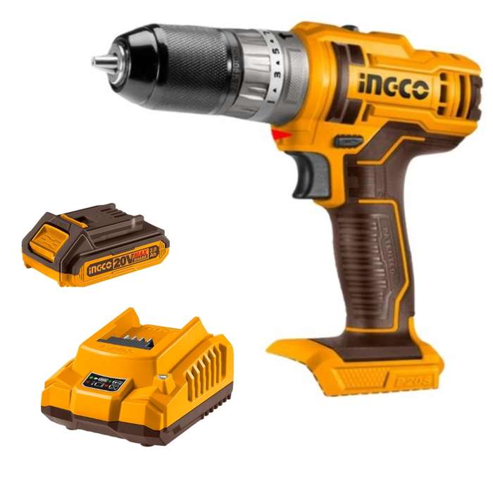 Ingco - Lithium - Ion Impact Drill (20V) with 2.0Ah Battery &amp; Charger