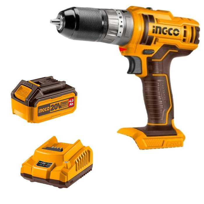 Ingco - Lithium - Ion Impact Drill (20V) with 4.0Ah Battery &amp; Charger