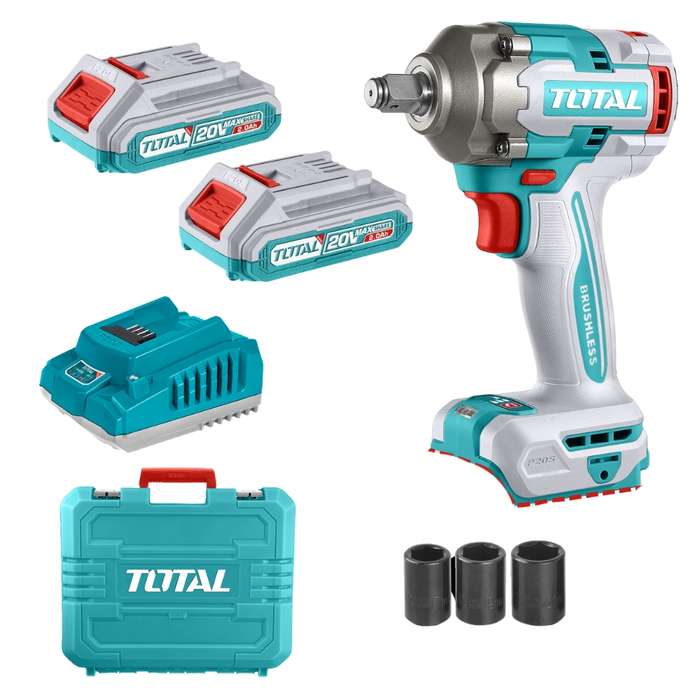 Total - Li-Ion Cordless Impact Wrench - 400Nm with 2 x 2AhBattery &amp; Charger