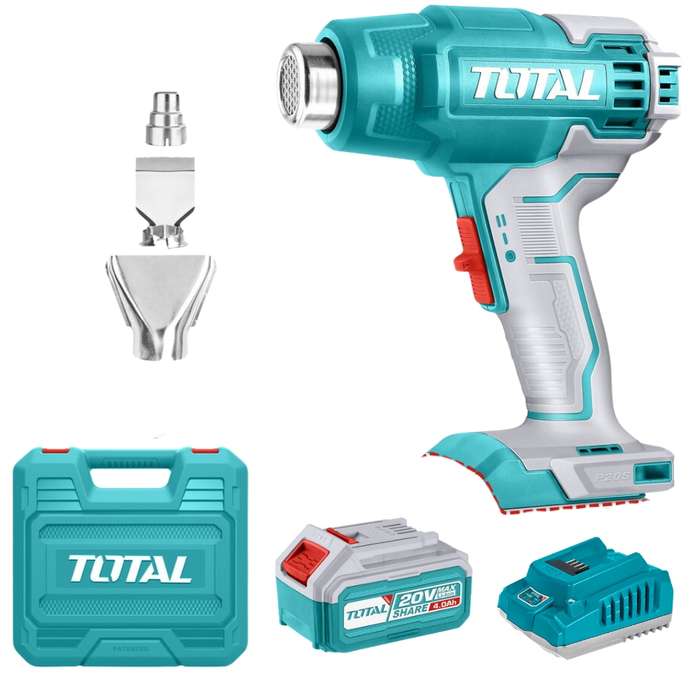Total - 20V Li-Ion Cordless Heat Gun Kit with 4Ah Battery and Chager