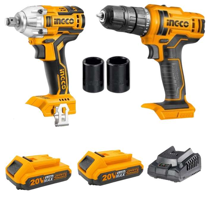 Ingco - Cordless Impact Wrench 300Nm and Cordless Drill (Machine/Tool Only)