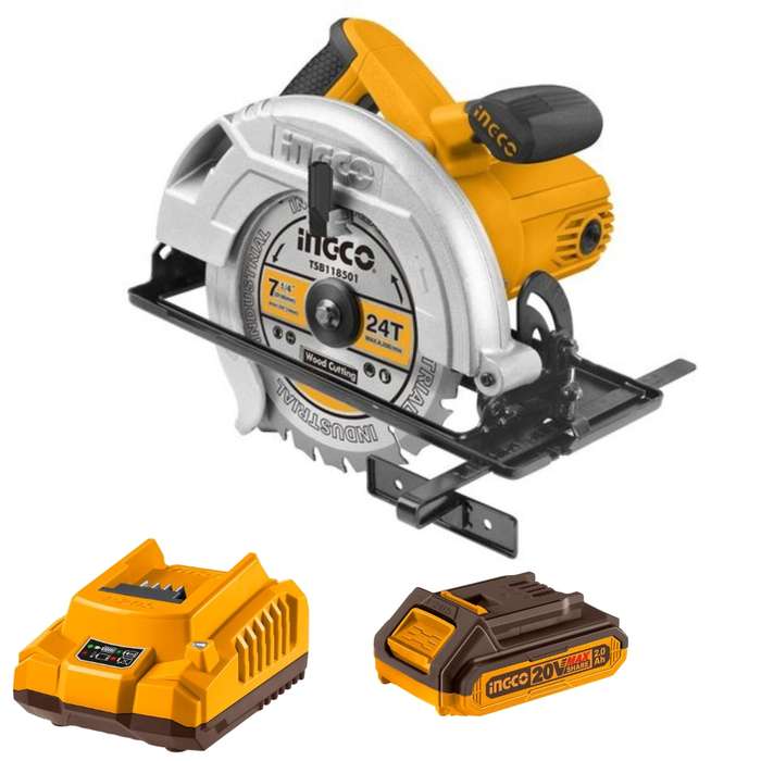 Ingco - Li-Ion Circular Saw (20V) with 2.0Ah Battery and Charger