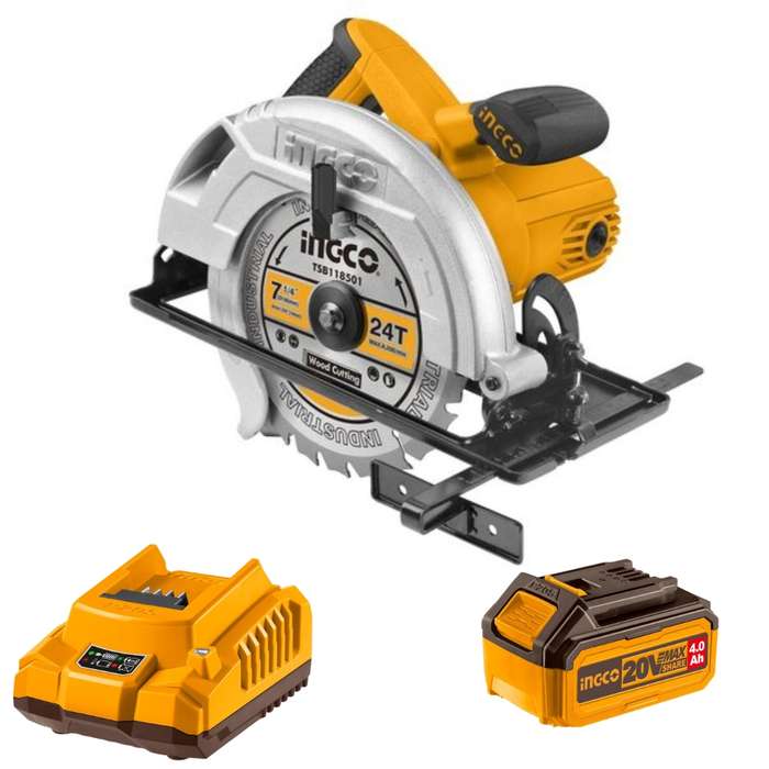 Ingco - Li-Ion Circular Saw (20V) with 4.0Ah Battery and Charger