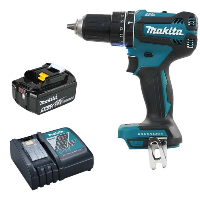 Makita - Cordless Impact Drill DHP485ZJ with 5.0 Ah Battery/Charger/Case