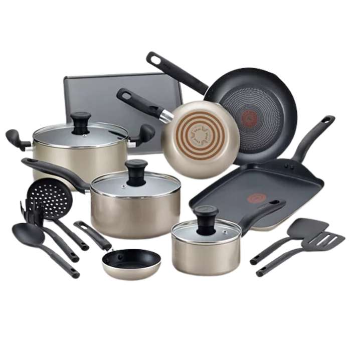 T-Fal - Culinaire Nonstick Aluminum Champagne Cookware Set - 16pce