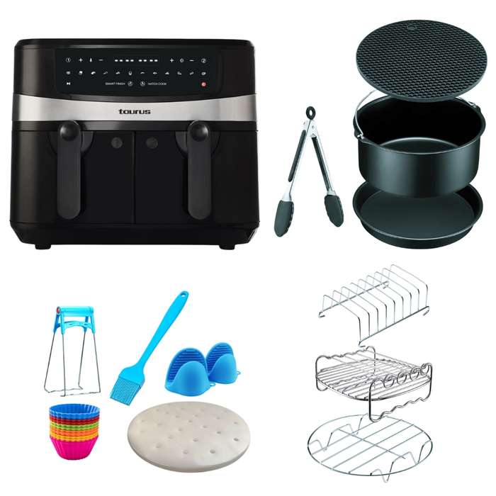 Taurus - Digital Non-stick Zone Dual Air Fryer 9L 1750W with Accs. Set 28Pc