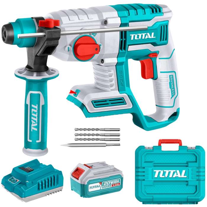 Total Tools - Rotary Hammer Brushless - 20V with 4.0Ah Battery &amp; Charger