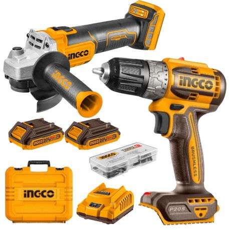 Ingco - Cordless Drill (52Nm) and Grinder with 2 x 2Ah Batteries &amp; Charger