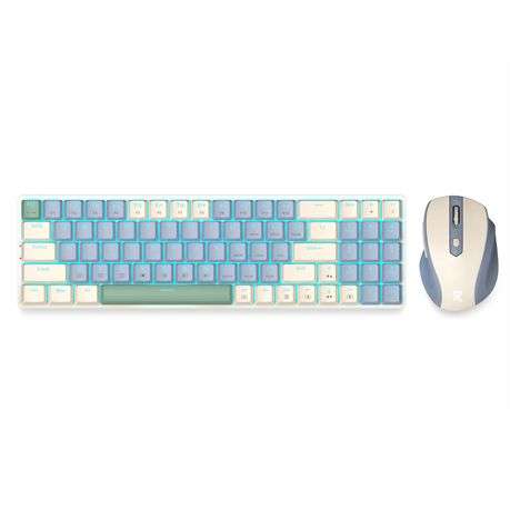 Redragon BS8772 Mechanical Wireless Keyboard &amp; Mouse - Cream/blue