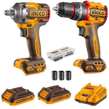 Ingco - Cordless Impact Drill 66Nm &amp; Impact Wrench 400Nm Combo