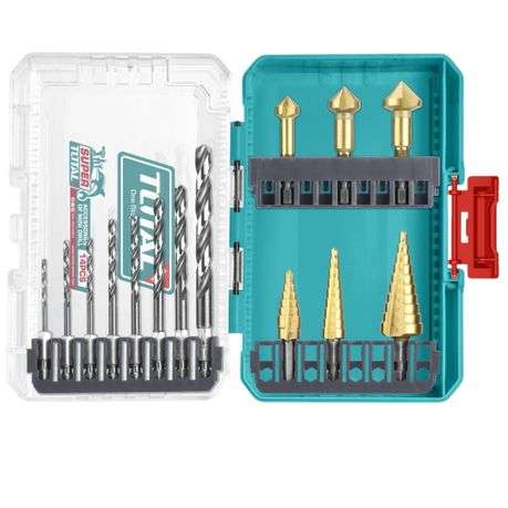 Total Tools - 4341 HSS Drill Bits and Step Drill Bits Set - 14 piece