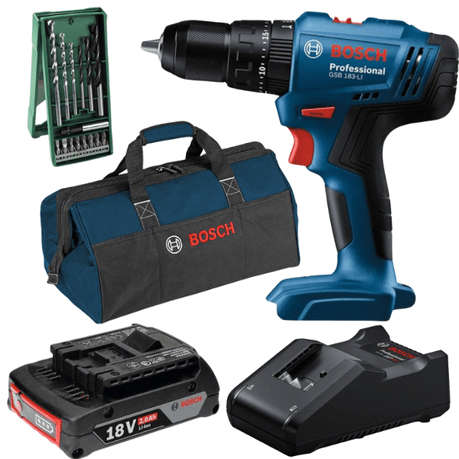 Bosch - Cordless Impact Drill / Driver (GSB 183-LI) Combo Kit &amp; Accessories