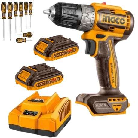 Ingco - Lithium-Ion Cordless Drill (20V) with 2.0Ah Battery and Charger