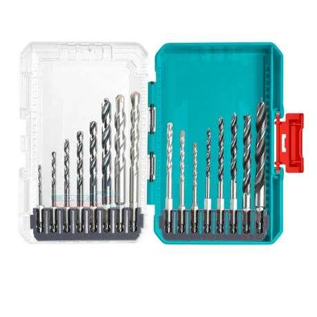 Total Tools -Metal Multifunction Drill and Wood Drill Bits Set - 16 Pieces