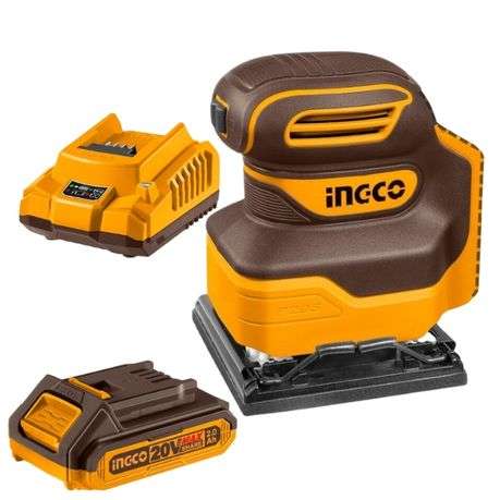 Ingco - Li-Ion Sheet Sander 20V - With Sanding Sheets - 5 Pieces