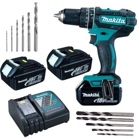 Makita - Cordless Impact Driver Drill with 2x Batteries-3Ah, Charger &amp; Bits