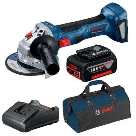 Bosch - Angle Grinder GWS 180-LI - 700W with Toolbag, 4Ah Battery &amp; Charger