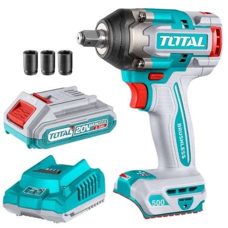 Total Tools- Cordless Impact Wrench (500N.m) with 2.0Ah Battery &amp; Charger