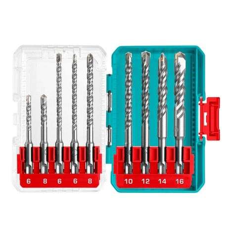 Total Tools - Hammer Drill Bits SDS Plus Set -9 Pieces