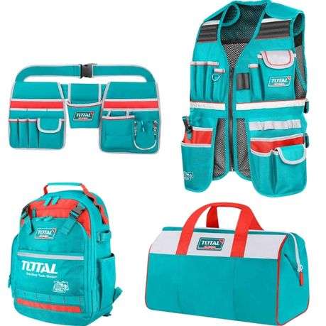 Total Tools - Tool Bag, Backpack, Tool Vest and Adjustable Tool Belt Set