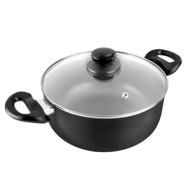 Decakila - Aluminium Casserole Pot with Lid (24cm x 11cm) - Black