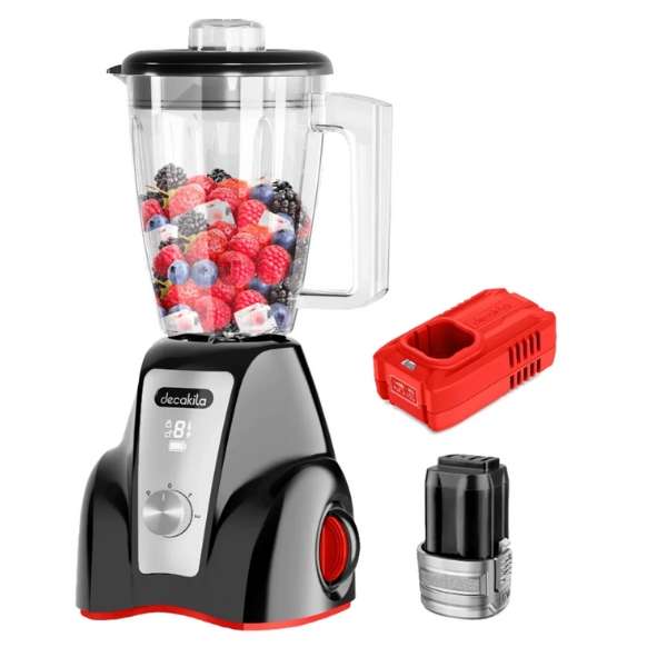 Decakila - Cordless Stand Blender Kit with Glass Jug (1.5L, 300W) - Black