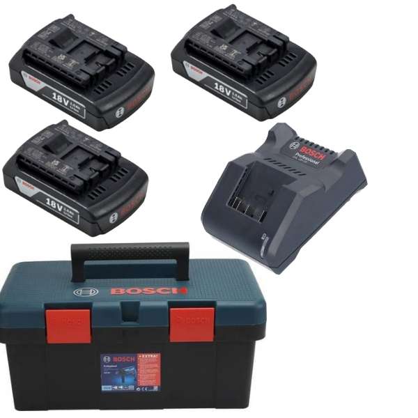 Bosch - Charger (GAL 18V-20) and 3 x 2.0Ah Batteries (GBA 18V) in Case