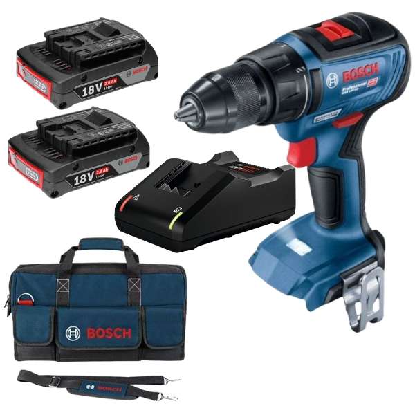 Bosch - Cordless Impact Drill (18V) with 2x Battery 2Ah, Charger &amp; Toolbag