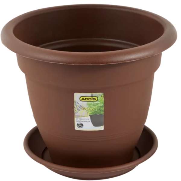 Addis - Venus Plant Pot 44cm with Matching Saucer 52cm - Chocolate Brown