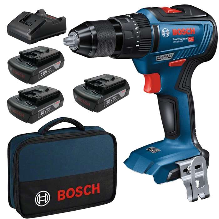 Bosch - Cordless Impact Drill With 3x 2.0AH Batteries and Charger