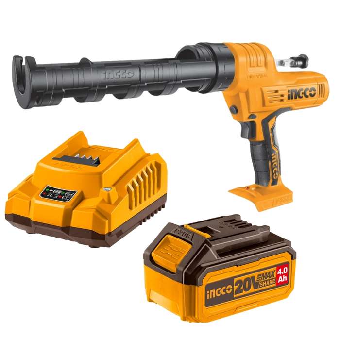 Ingco - Cordless Caulking Gun (20 V) Kit with 4.0Ah Battery &amp; Charger