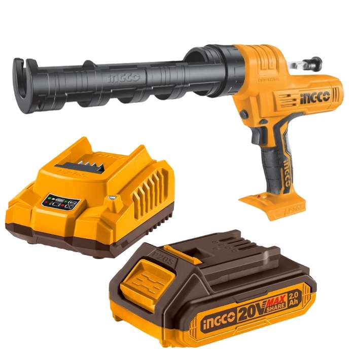 Ingco - Cordless Caulking Gun (20V) Kit with 2.0Ah Battery &amp; Charger