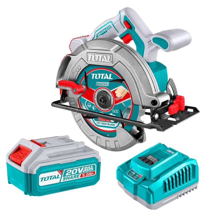 Total Tools - Cordless Circular Saw with 5.0Ah Battery and Fast Charger