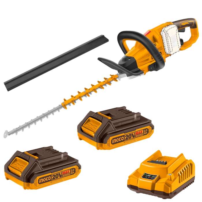 Ingco - Cordless Hedge Trimmer (40 V) with 2x Batteries (2.Ah) &amp; Charger