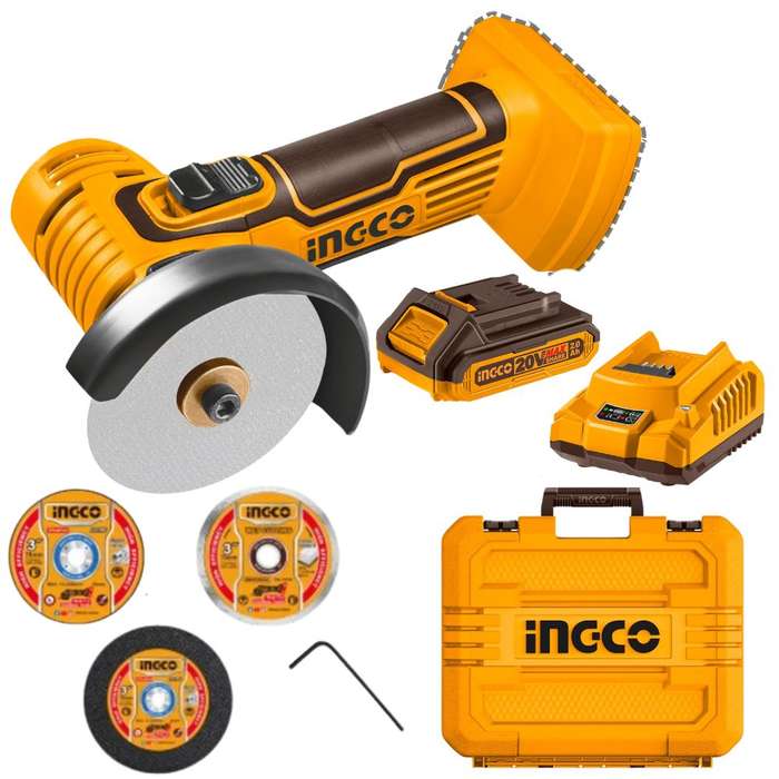 Ingco - Cordless Mini Cut-off Tool (20 V) Kit with 2.Ah Battery &amp; Charger