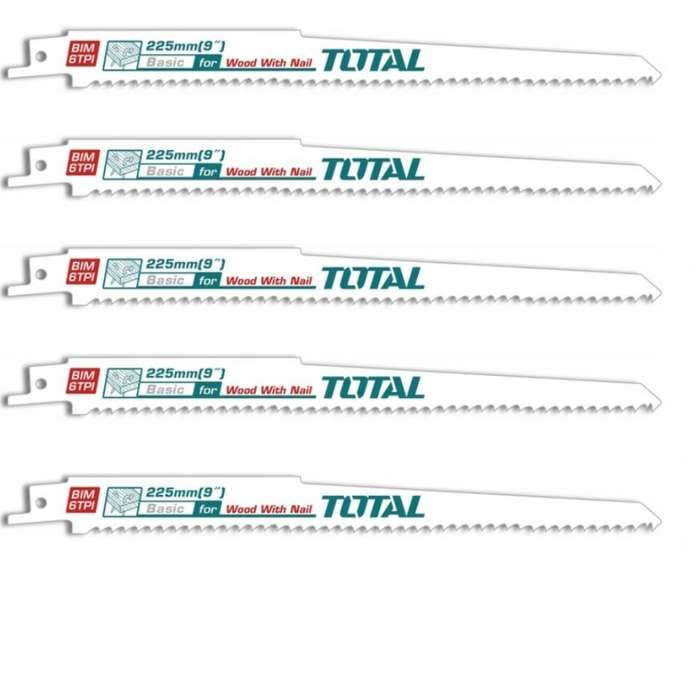 Total Tools - Reciprocating Saw Blades (225mm) For Wood - 5Piece